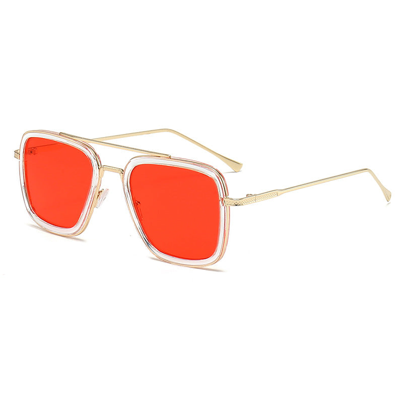 Dame moteristisk kvadratisk solbrille med glamorøs metallramme Skanto