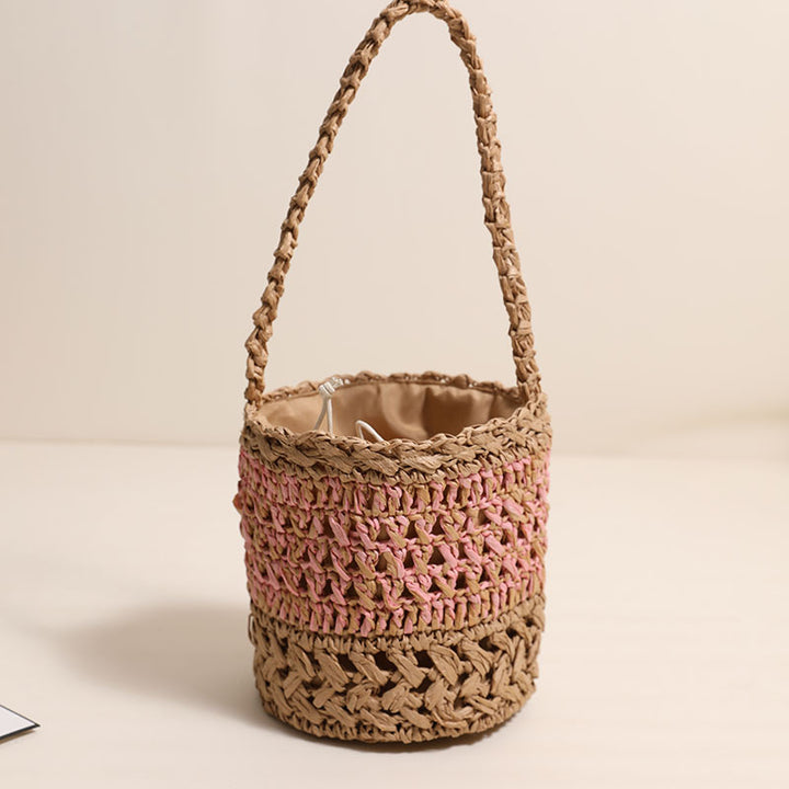 Trendy Handmade Basket Bag with Practical Drawstring Skanto