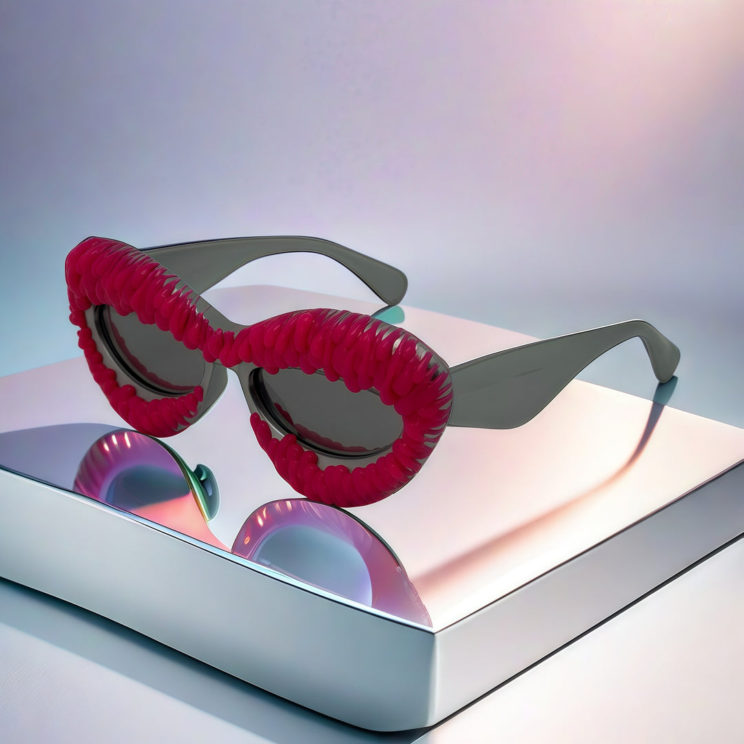 Dame ekstravagant Cat-Eye-solbrille med dekorativ ramme Skanto