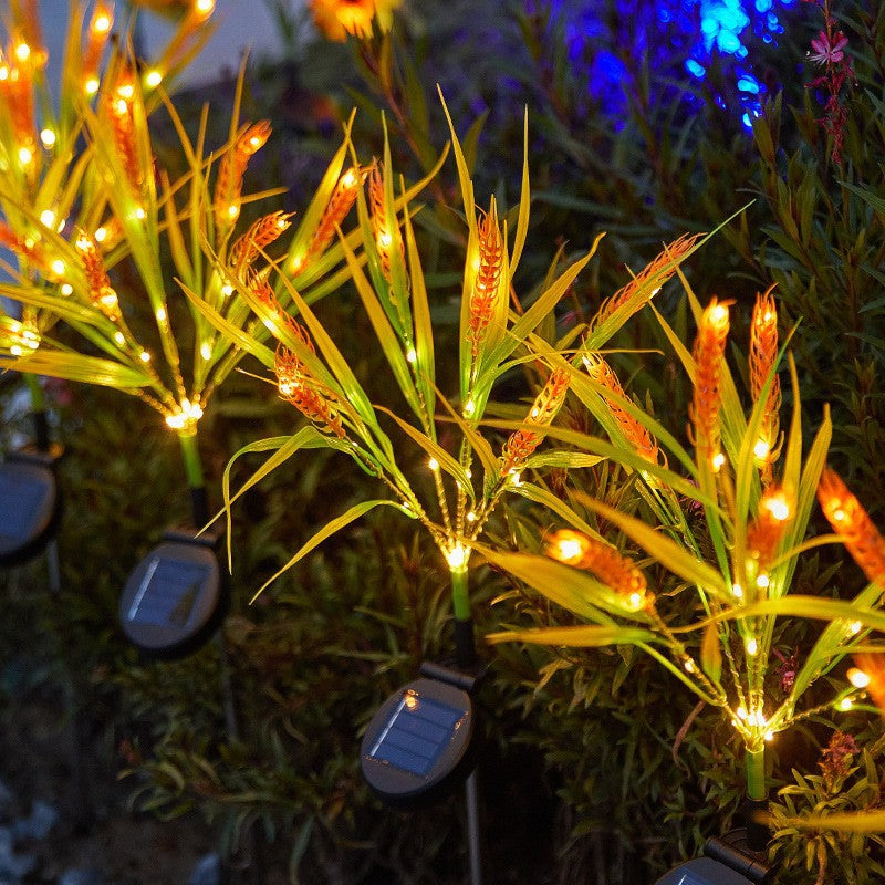 Solar LED Ornamentale Gress Stakelykter Med Integrert Solcellepanel Skanto
