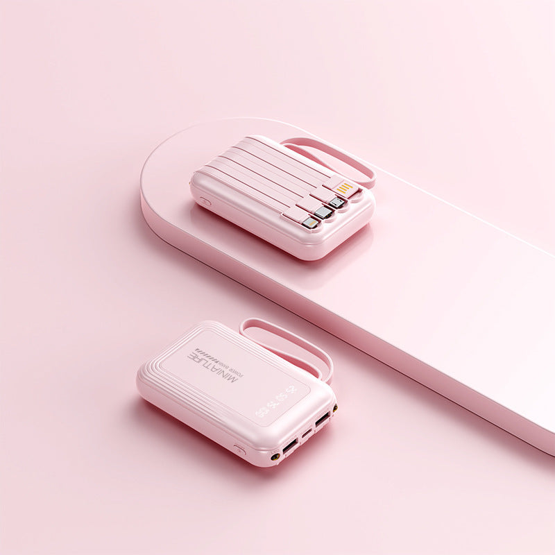 Praktisk Powerbank med trådløs hurtiglading og integrert kabelsystem Skanto
