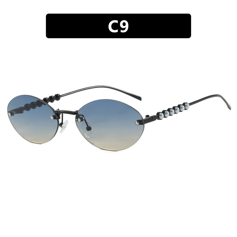 Women's stylish oval sunglasses with elegant decorations Skanto