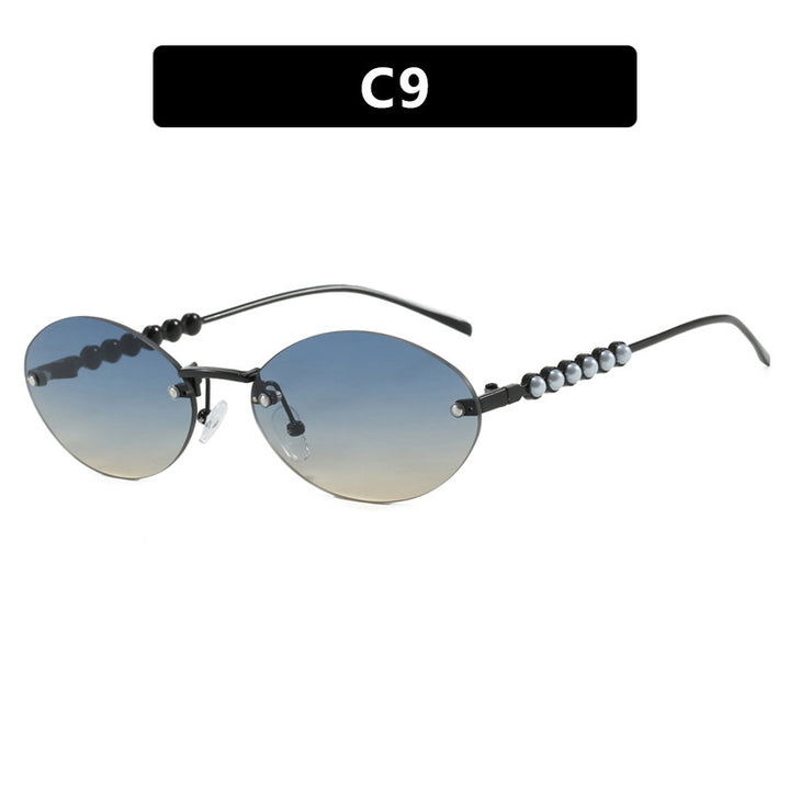 Women's stylish oval sunglasses with elegant decorations Skanto