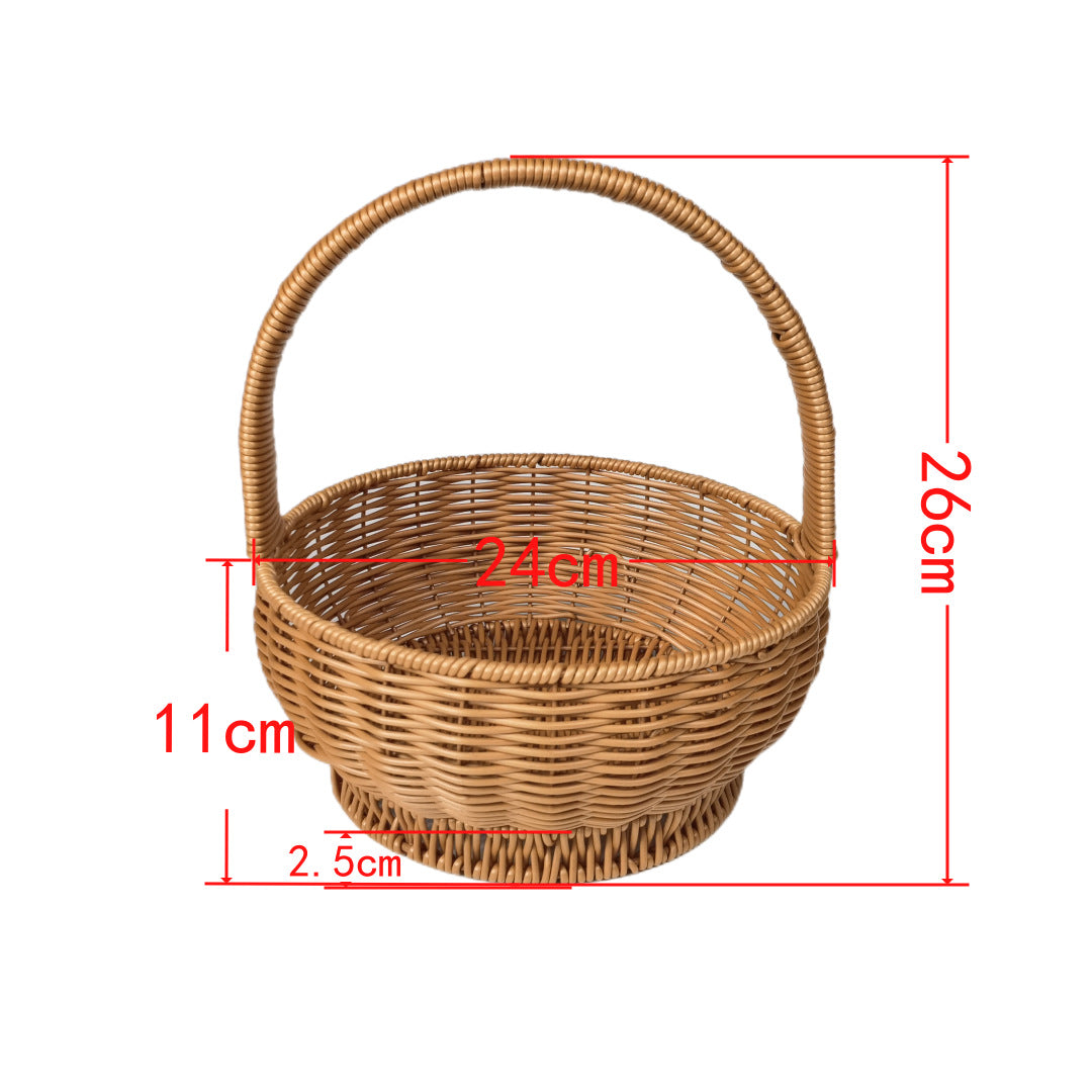 Dame håndlaget rattan kurv med håndtak Skanto