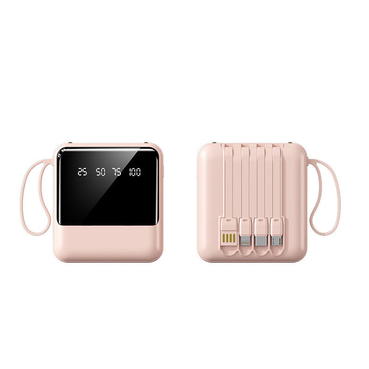 Bærbar Powerbank med LED-statusindikator og integrert kabelsystem Skanto