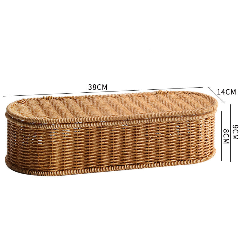 Oval Håndlaget Rattan Oppbevaringskurv Skanto