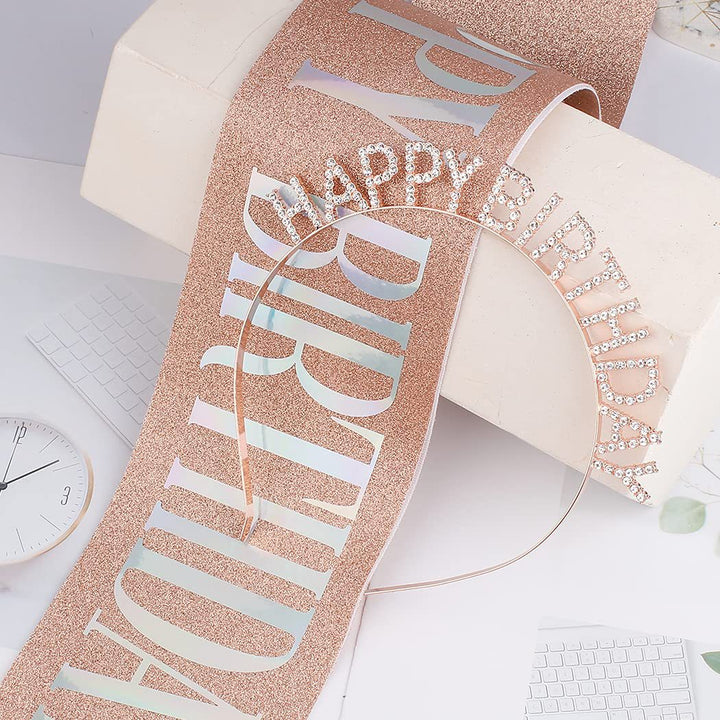 Dame Glitrende Hårbånd med "Happy Birthday" Påskrift Skanto