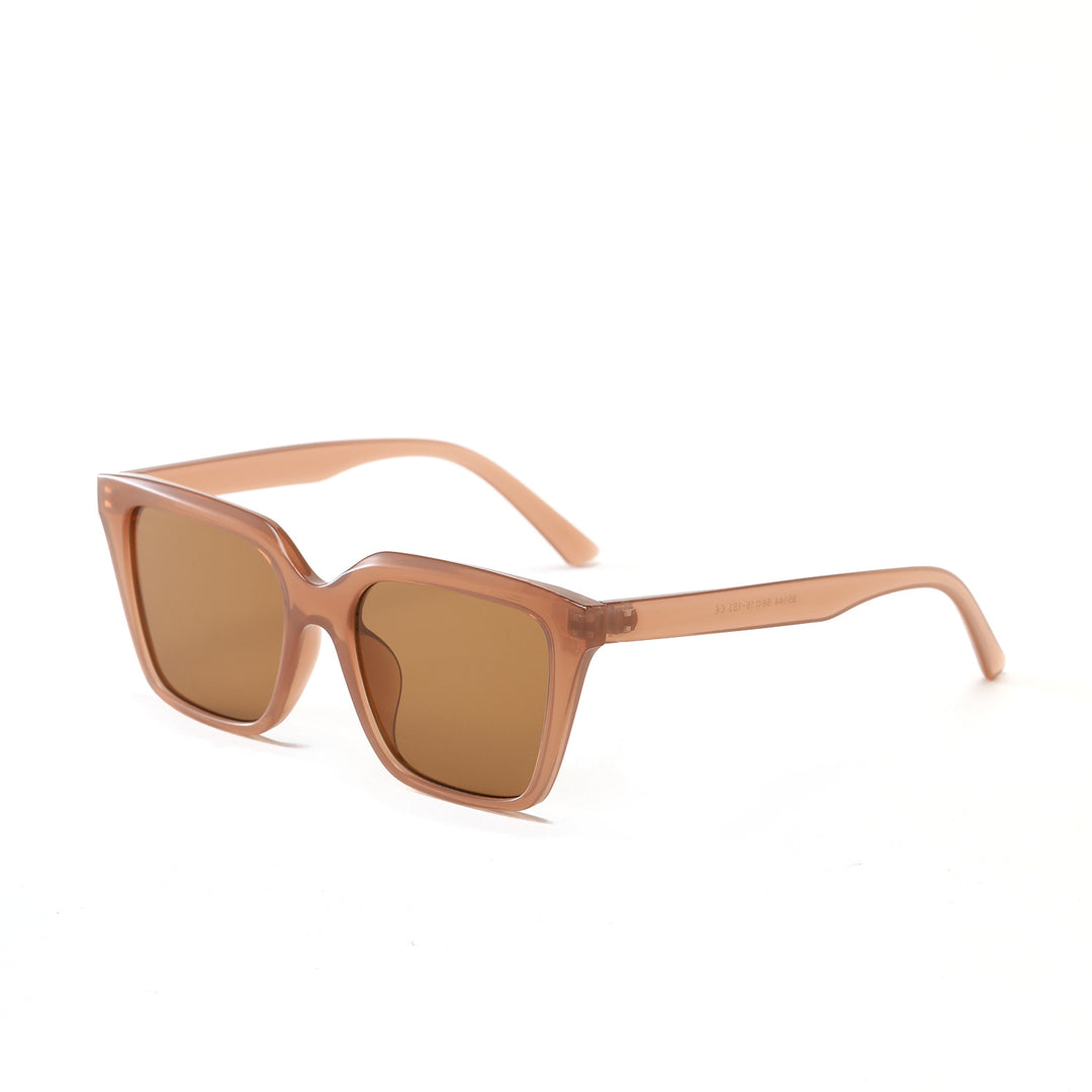 Dame geometrisk solbrille med beskyttende UV-filter og stilfullt skilpadde-design Skanto
