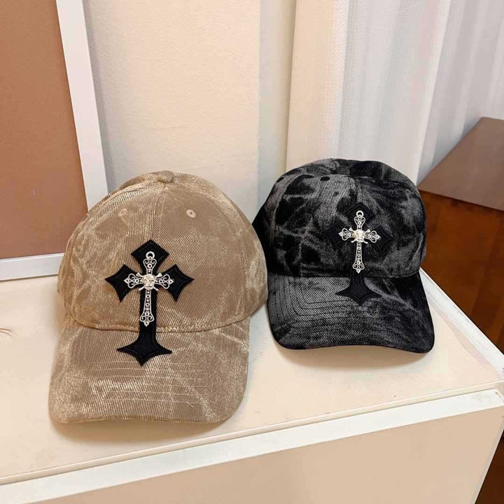 Herren Fløyelsbrodert Cross Baseball Cap Skanto