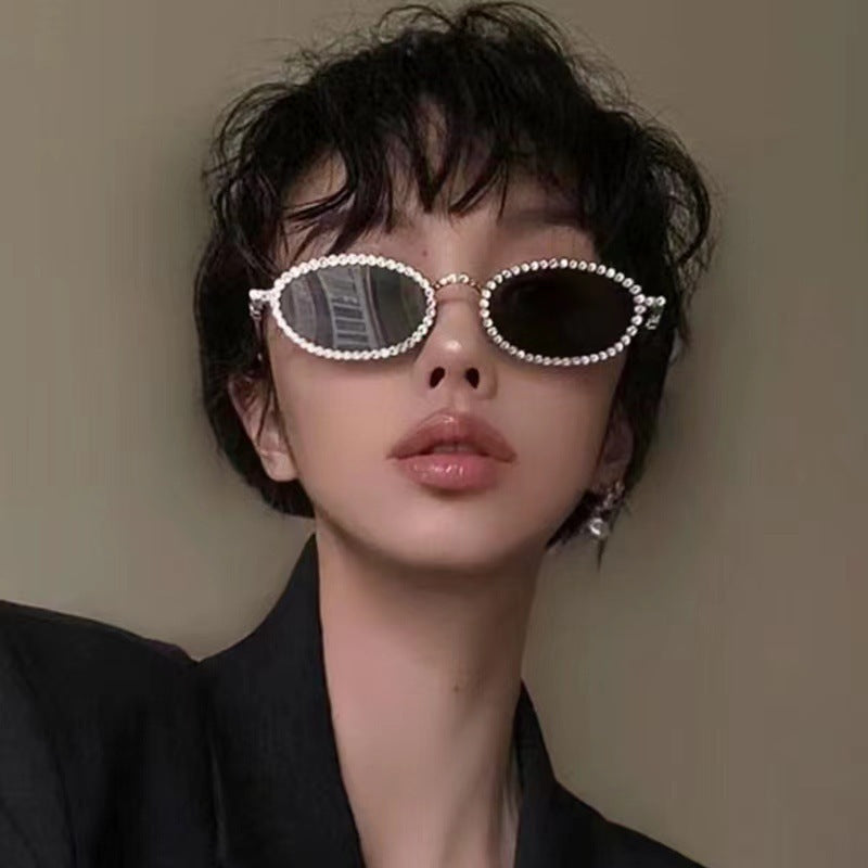 Damen Designer Brille ramme med ekstravagant perleinnramming Skanto