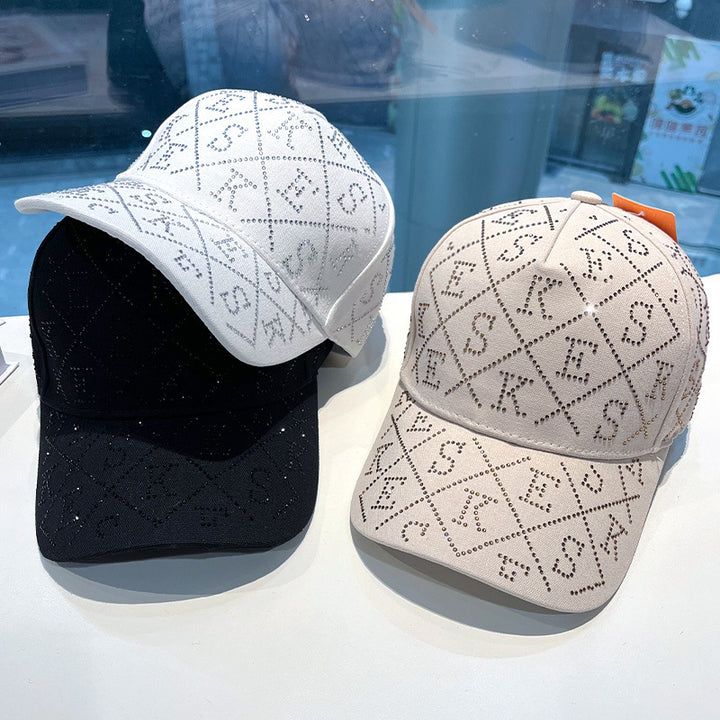 Kvinne Rhinestone-pyntet justerbar baseballcaps Skanto
