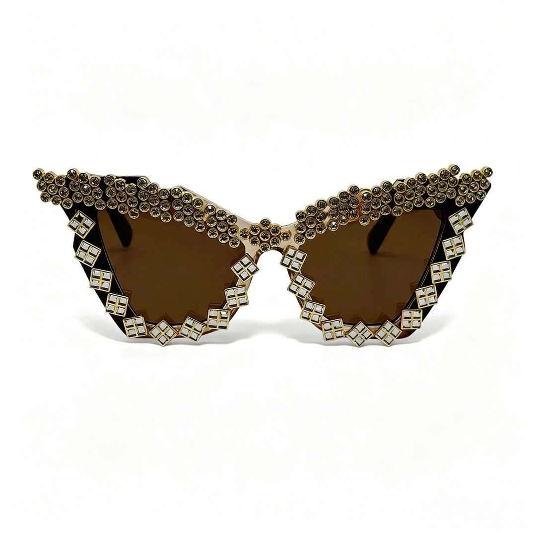 Dame designer-solbrille med glamorøs krystallprydet ramme Skanto