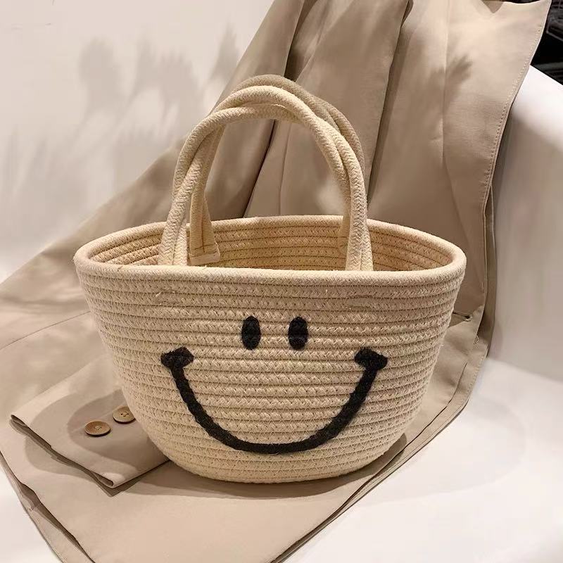 Dame håndveske med lyst Smiley-motiv Skanto