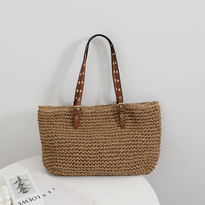 Elegant basket bag with sturdy leather handles Skanto