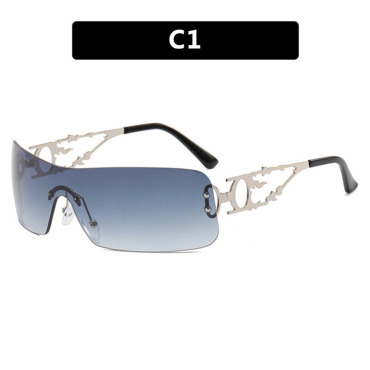 Dame futuristisk Shield-solbrille med unik ramme Skanto