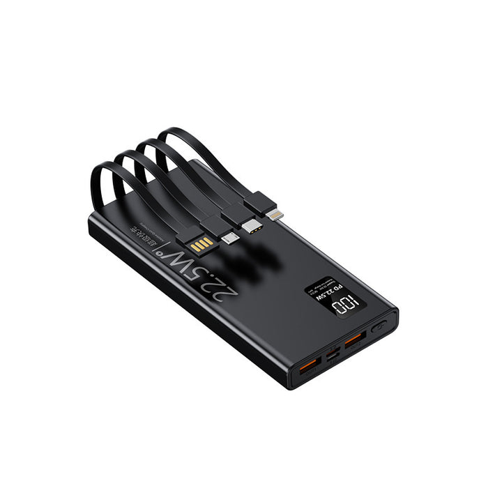 Multifunksjonell powerbank med integrert kabelsystem og digital effektvisning Skanto