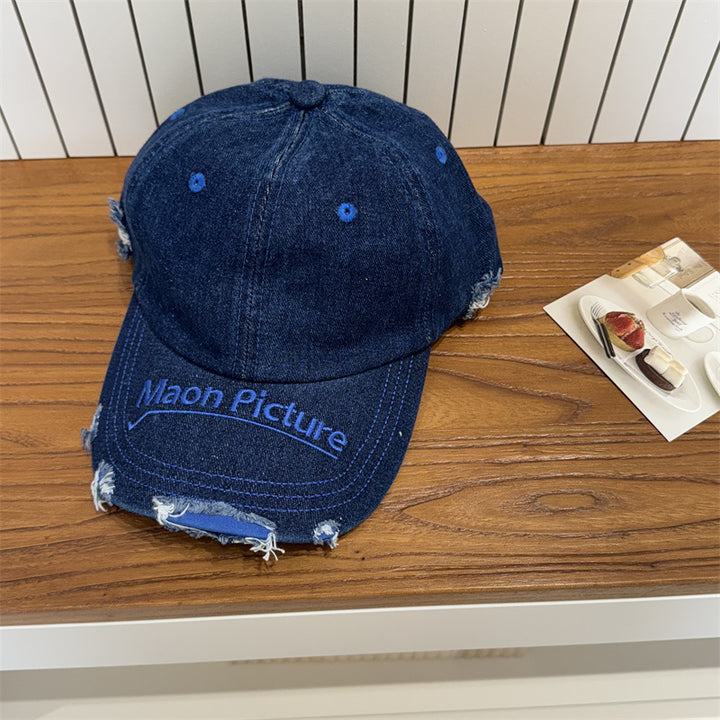 Kvinne's Slitt Denim Baseball Cap Skanto 1783922478