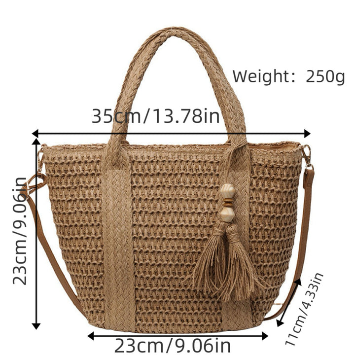 Flettet tote bag med dusker og skinn detaljer Skanto