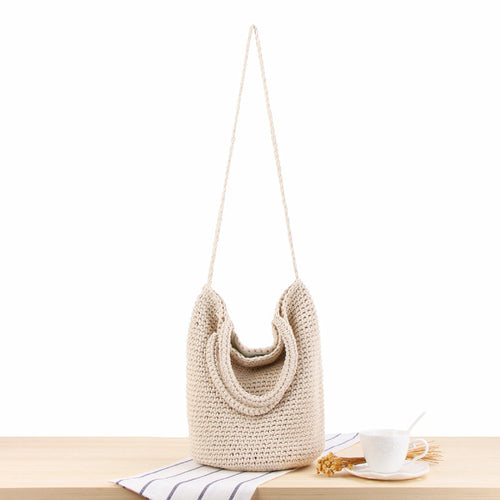 Hand-knotted tote bag with refined design Skanto