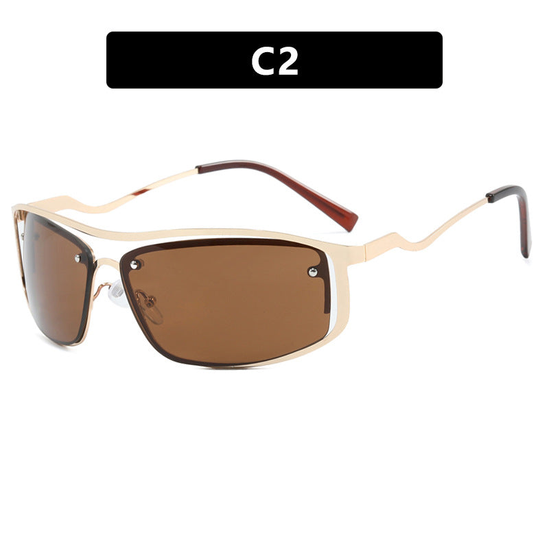 Women's futuristic sunglasses with elegant metal frame and high transparent lenses Skanto