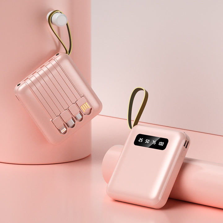 Multifunksjonell powerbank med integrert kabelsystem Skanto