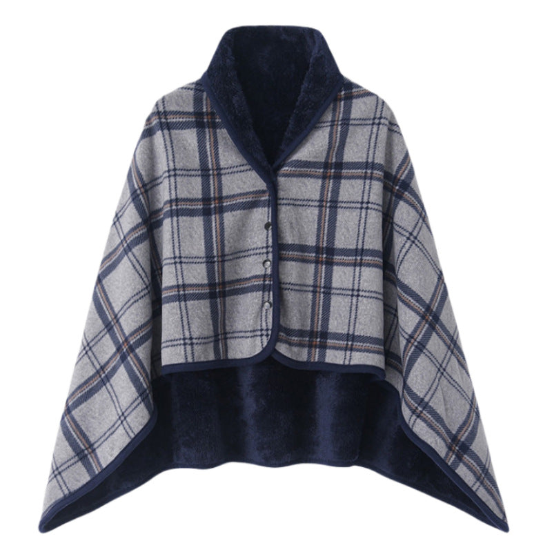 Dame elegant varmholdende Poncho-teppe Skanto