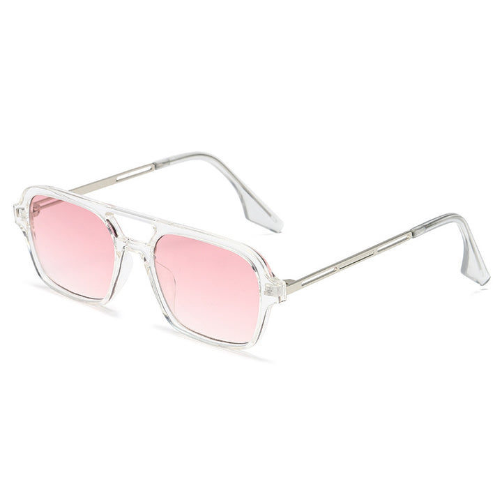 Dame trendy kvadratiske solbriller med transparent ramme og myke linser Skanto