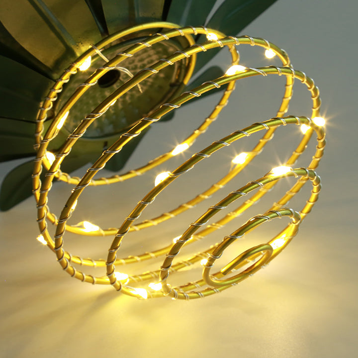 Spiral Pendant LED Hengende Plante Lampe Med Falsk Tropisk Blad Topp Skanto