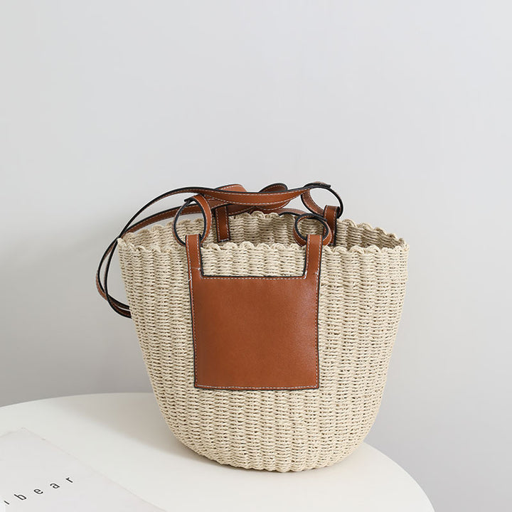 Basket bag with elegant leather detail Skanto