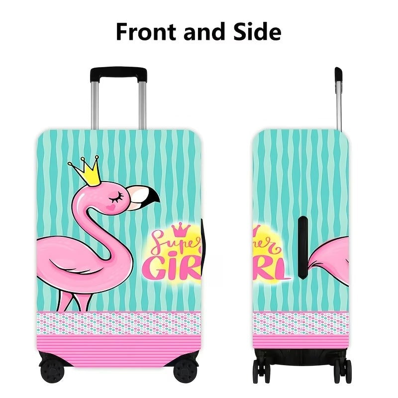 Damer nan elastisk koffertrekk med flamingo-print, dekkende beskyttelse med glidelås og sklisikker innvendig feste Skanto