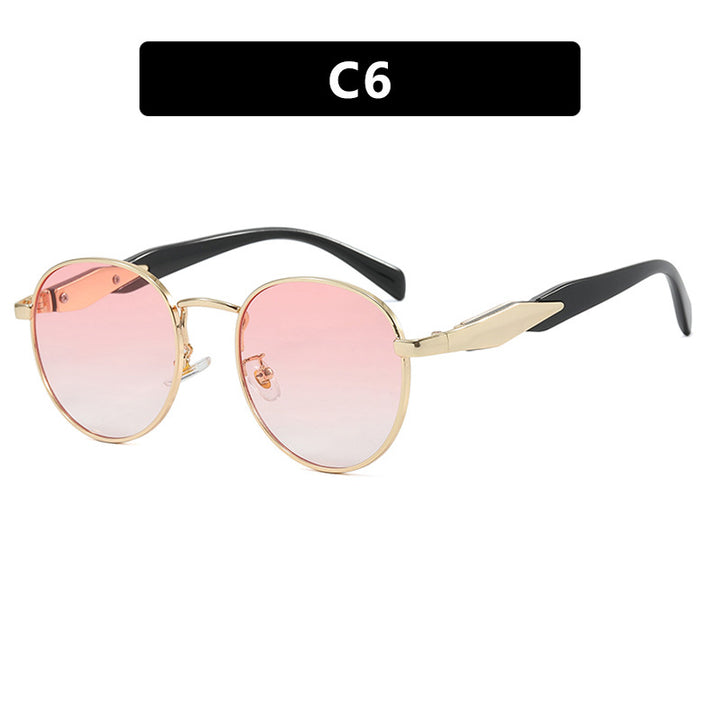 Women's round sunglasses with elegant, gold frame and UV protection Skanto