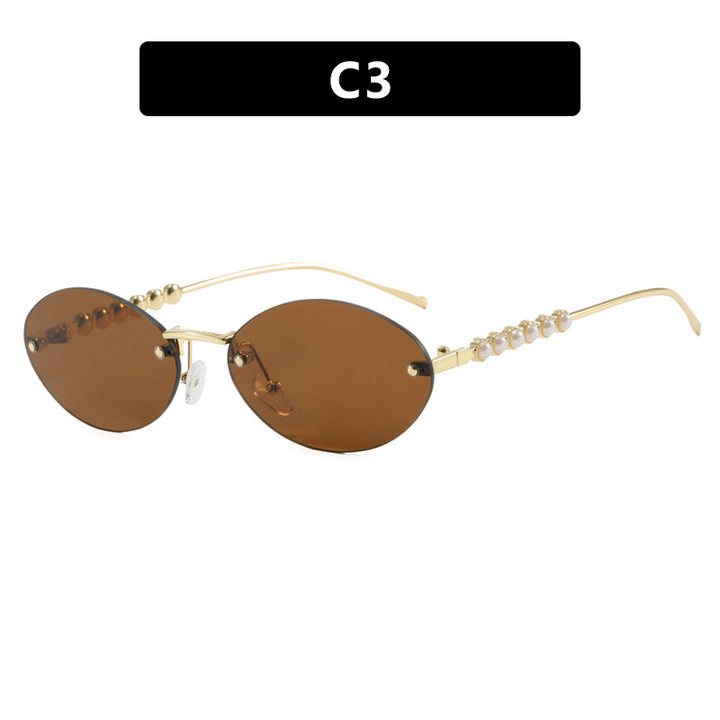 Women's stylish oval sunglasses with elegant decorations Skanto