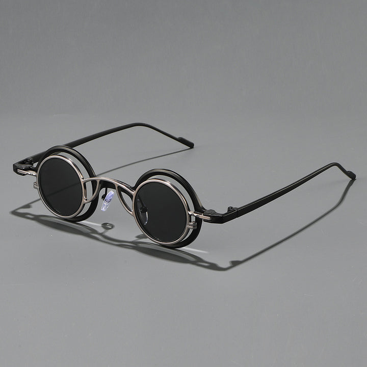 Dame Retro-Rundsolbrille med dobbel ramme Skanto