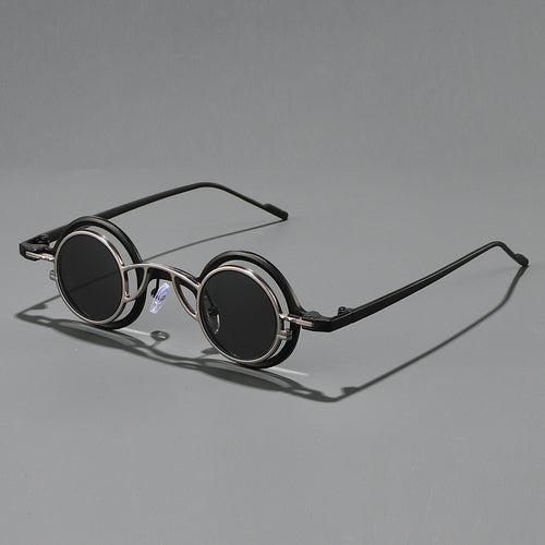 Dame Retro-Rundsolbrille med dobbel ramme Skanto