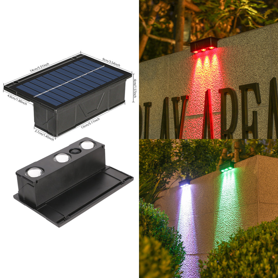 Utendørs Solenergi RGB Veggmonterte Akent Lys Med Dobbel Stråle Vanntett Design Skanto