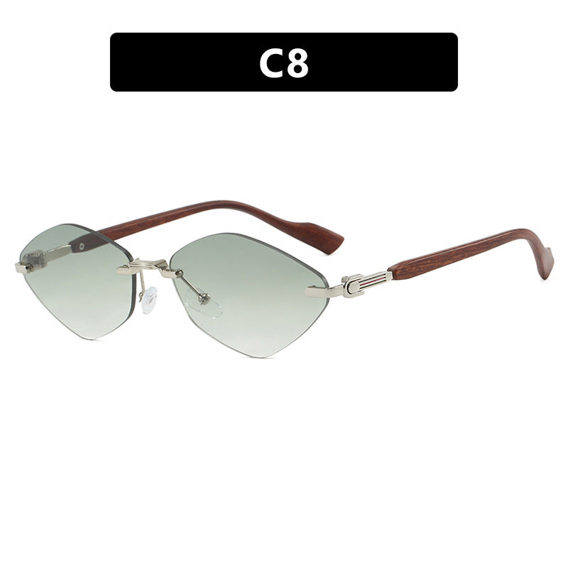 Women's geometric sunglasses with luxurious wood arms and polarized lenses Skanto