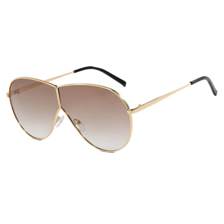 Women's pilot sunglasses with elegant gold frame and blue lenses Skanto