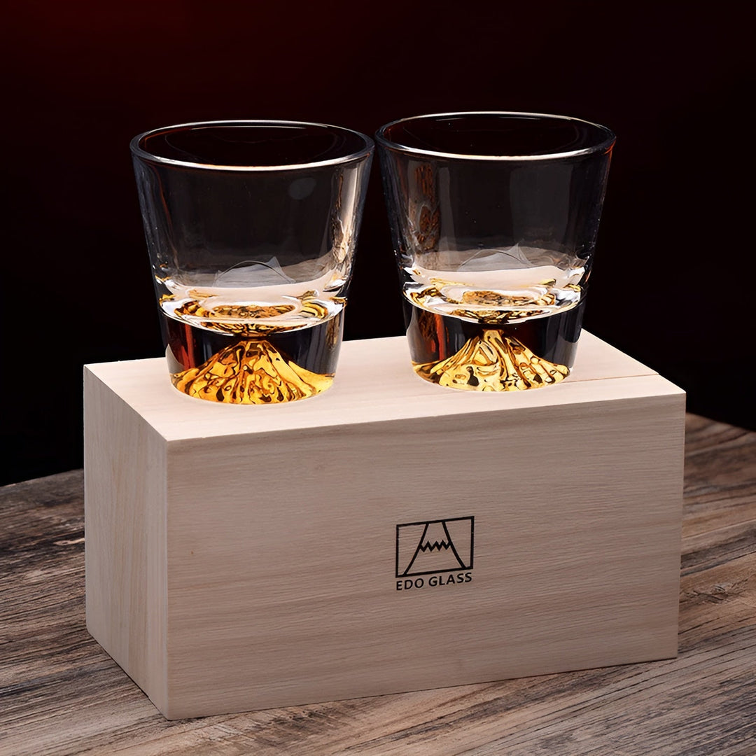 Whiskeyglass med Mount Fuji-design – Elegant sett for kjennere | Skanto