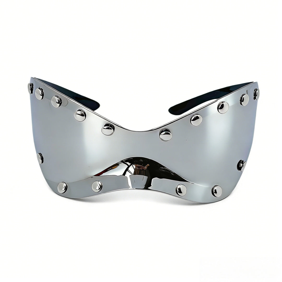 Damer futuristisk designer-solbrille med dekorative metalldetaljer Skanto