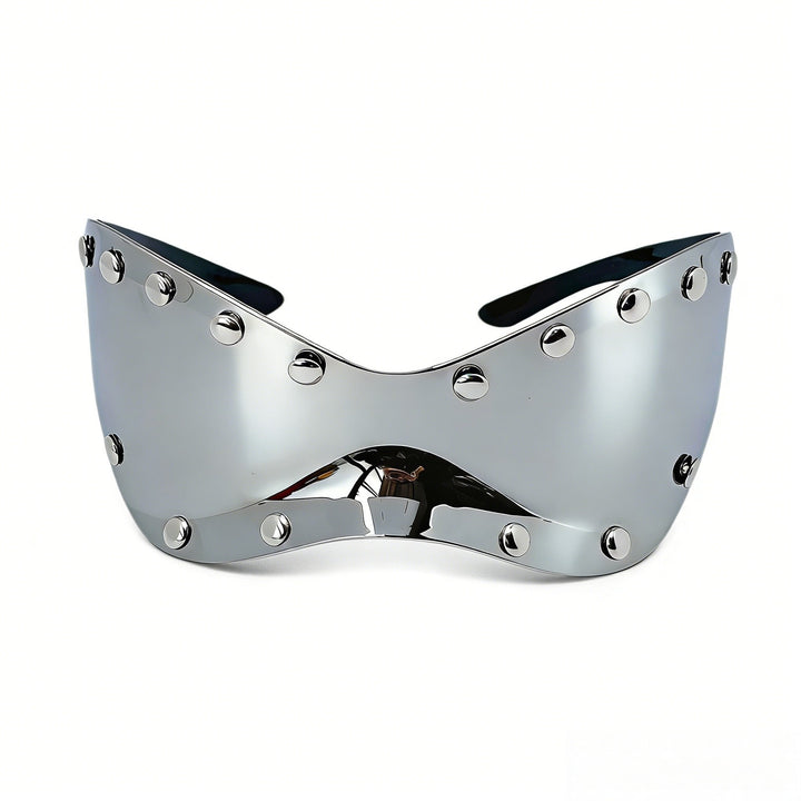 Damer futuristisk designer-solbrille med dekorative metalldetaljer Skanto