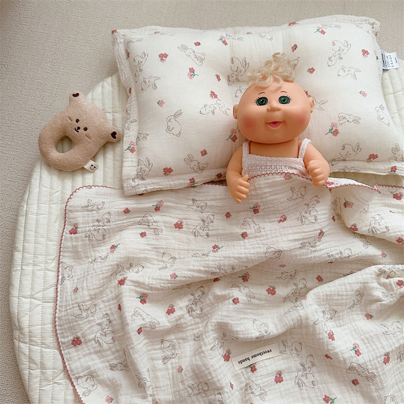 Unisex Cozy Muslin Blanket med Søtt Kanin Design Skanto