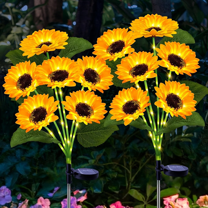 Solcel-Drevet Dekorativ Solsikke Hage Stake Med Multi-Bloom LED Vanntett Panel Skanto