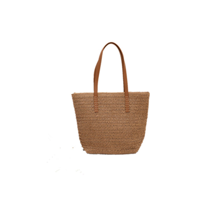 Giant tote bag made of braided raffia with leather handles Skanto