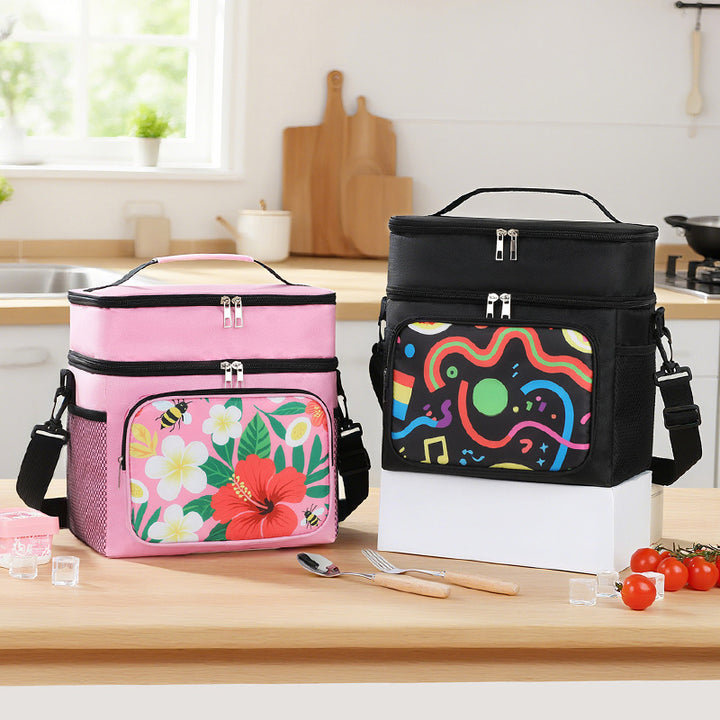 Isolert piknik kjølebag med stilfullt blomsterdesign Skanto