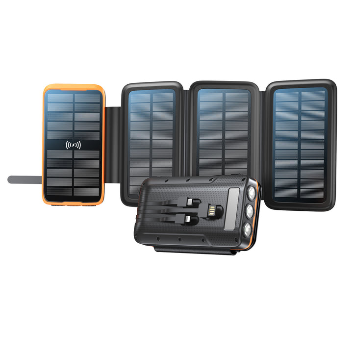 Bærbar solenergi powerbank med trådløs lading og LED-lampe Skanto