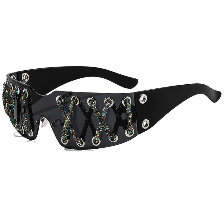 Dame futuristisk design solbrille med unik dekor Skanto