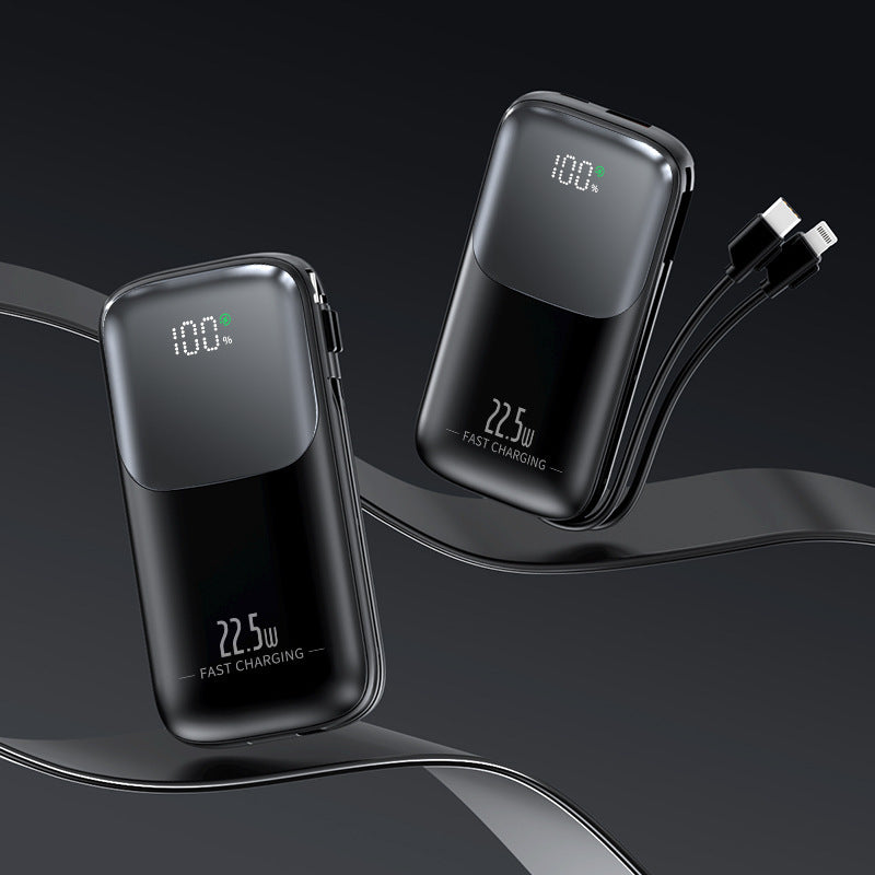 Høyytelses powerbank med intelligent ladeindikator og integrert kabel Skanto