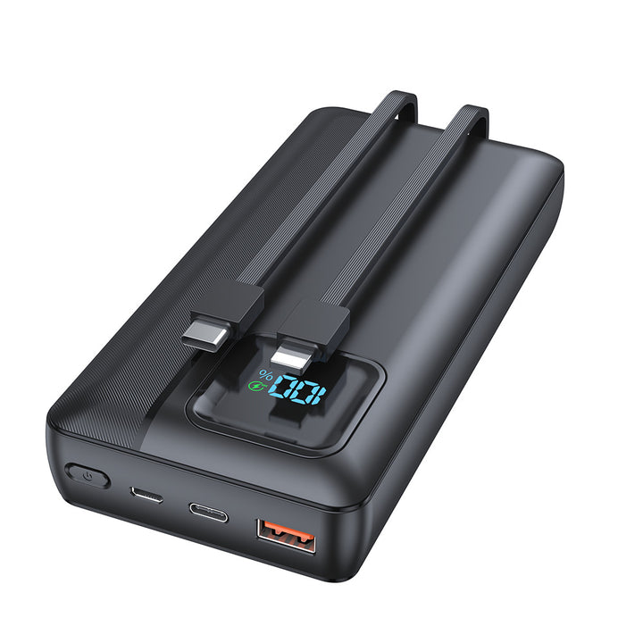 Powerbank med integrert ladekabel og LED-skjerm Skanto