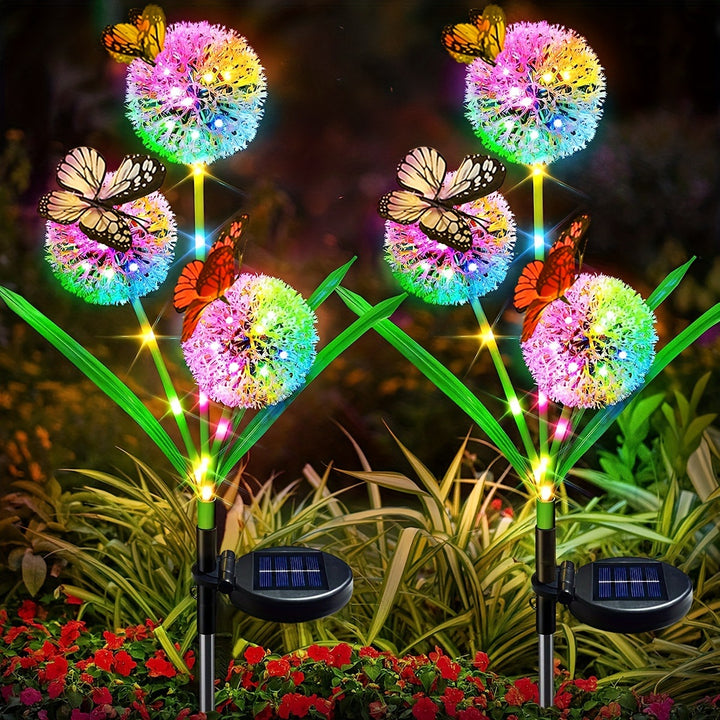 Solar Dandelion Orb Hage Stake Lys Med Sommerfugl Akcent Og Dusk-til-Dawn Sensor Skanto