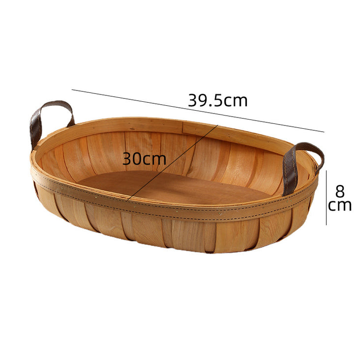 Unisex Håndlaget Kurv med Lærehåndtak Skanto